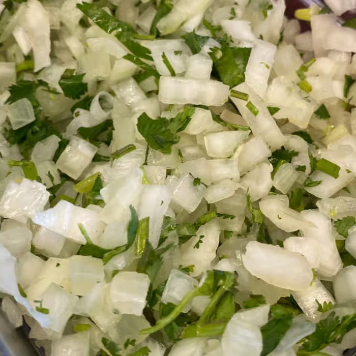 Chopped Cilantro and Onions.